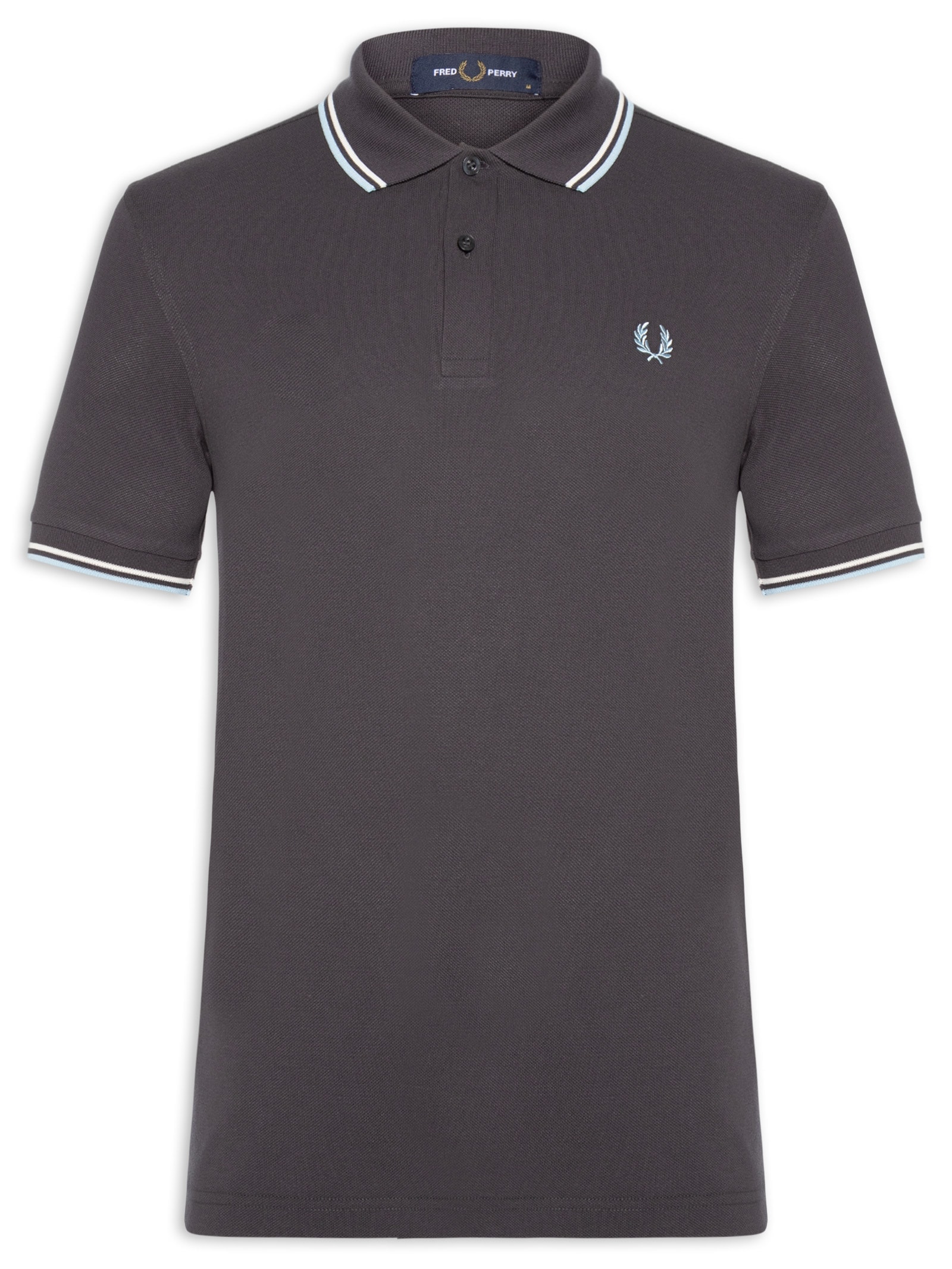 Polo Masculina Twin Tipped Regular Fit Em Piquet De Algodão Cinza Fred Perry