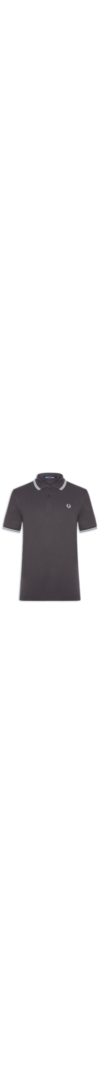Polo Masculina Twin Tipped Regular Fit Em Piquet De Algodão - Cinza