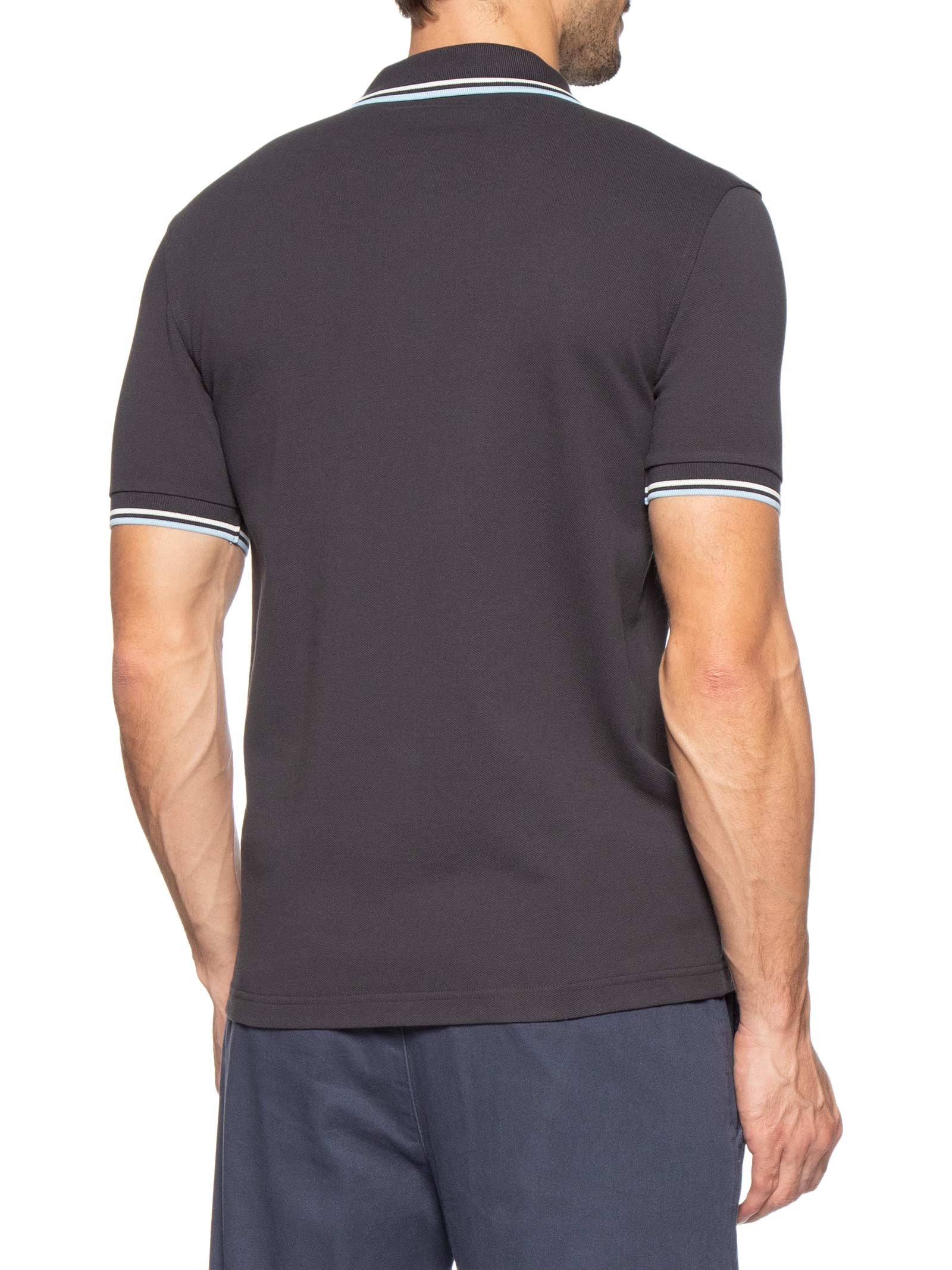 Polo Masculina Twin Tipped Regular Fit Em Piquet De Algodão Cinza Fred Perry