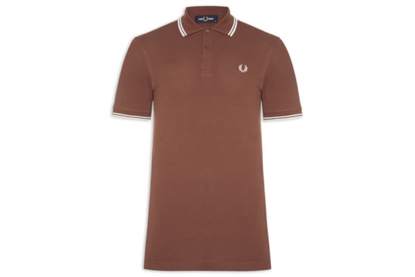 Polo Masculina Twin Tipped Regular Fit Em Piquet de Algodão - Marrom
