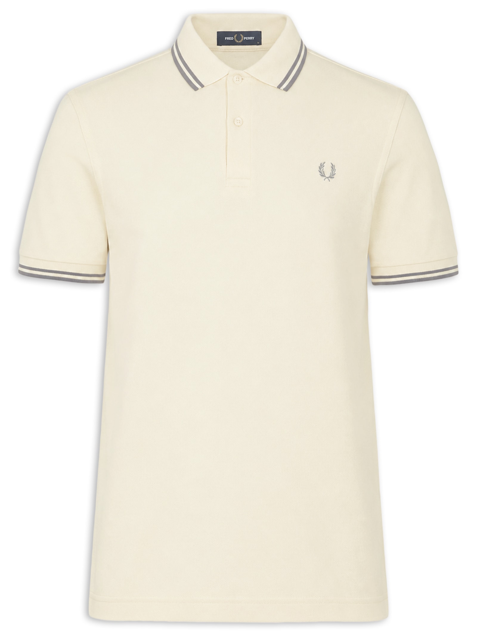 Polo Masculina Twin Tipped Regular Fit Em Piquet De Algodão Off White Fred Perry
