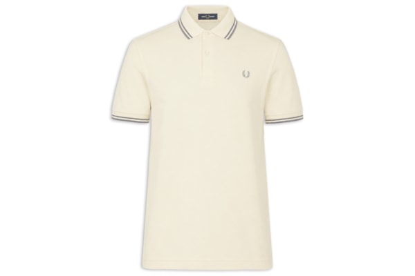 Polo Masculina Twin Tipped Regular Fit Em Piquet De Algodão - Off White