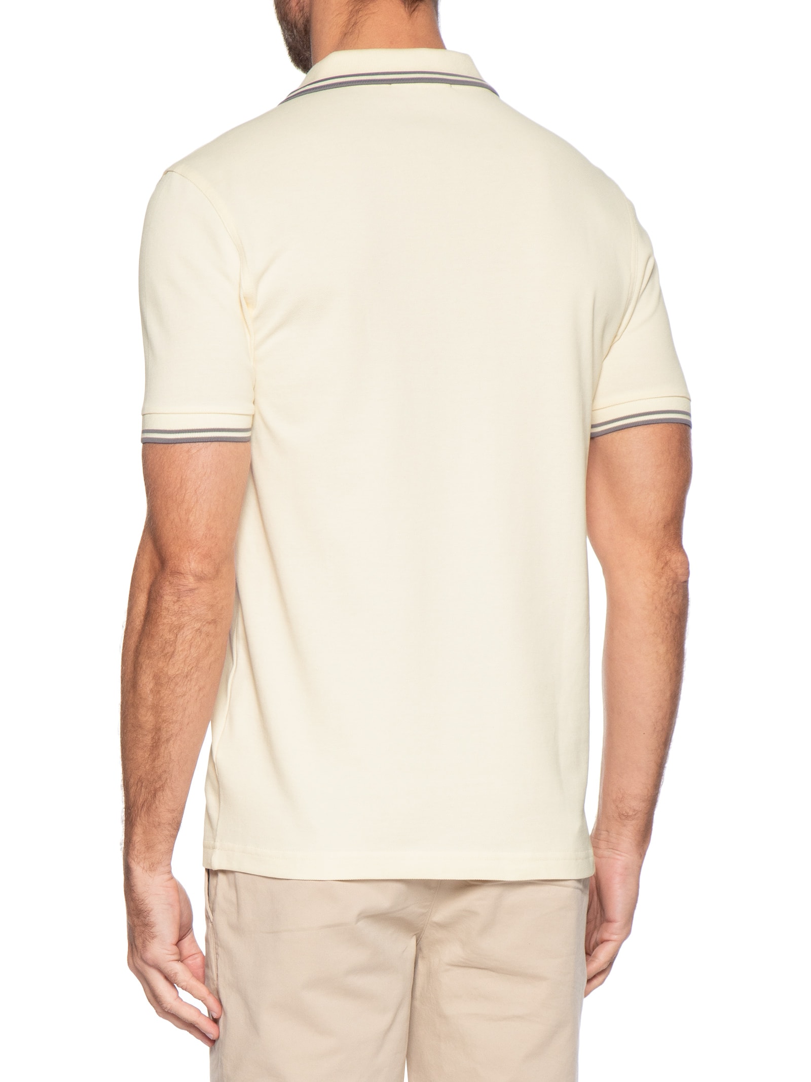 Polo Masculina Twin Tipped Regular Fit Em Piquet De Algodão Off White Fred Perry