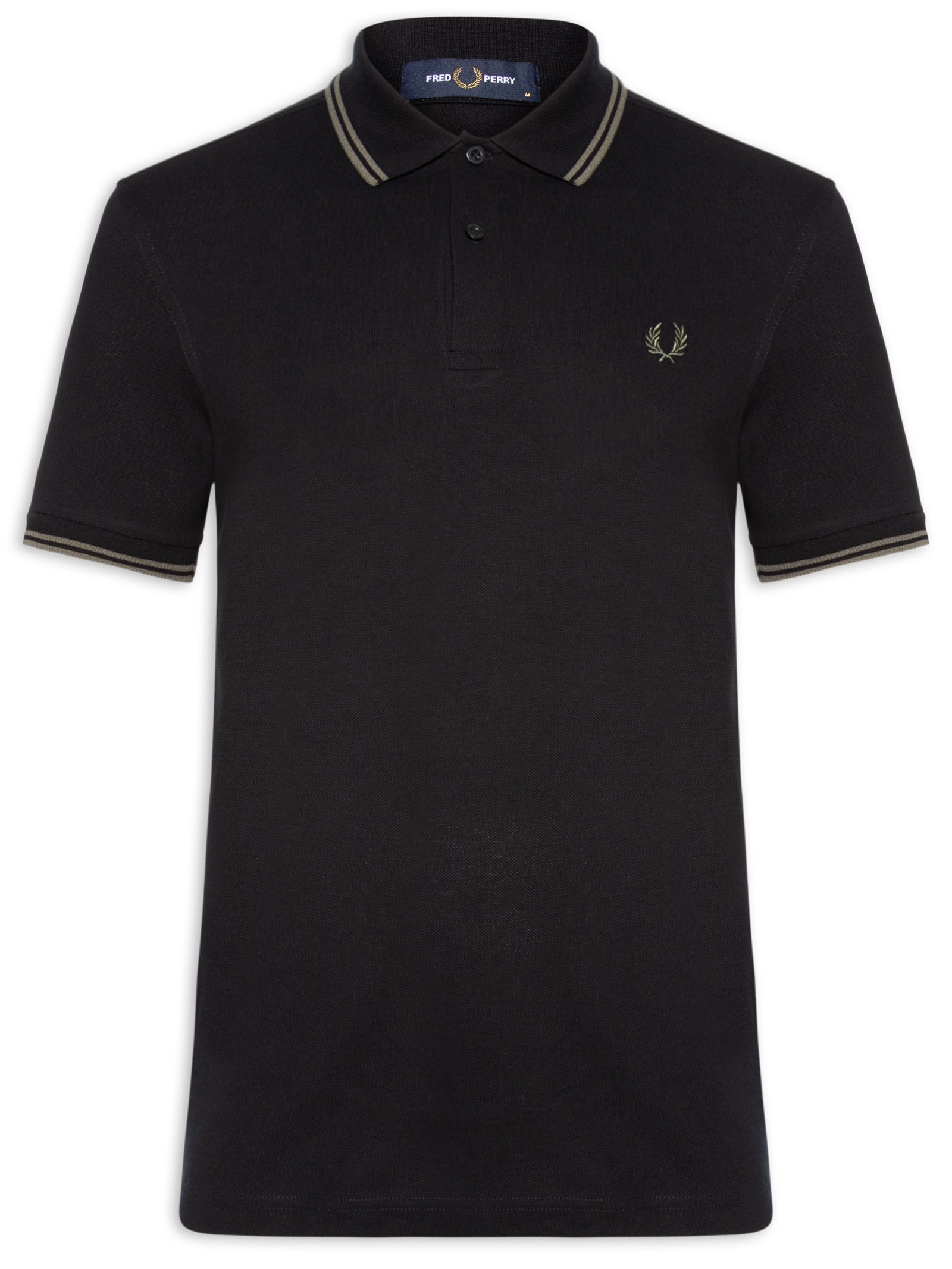 Polo Masculina Twin Tipped Regular Fit Em Piquet De Algodão Preto Fred Perry