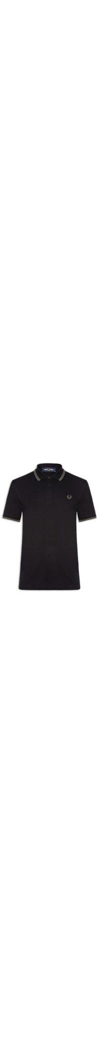 Polo Masculina Twin Tipped Regular Fit Em Piquet De Algodão - Preto
