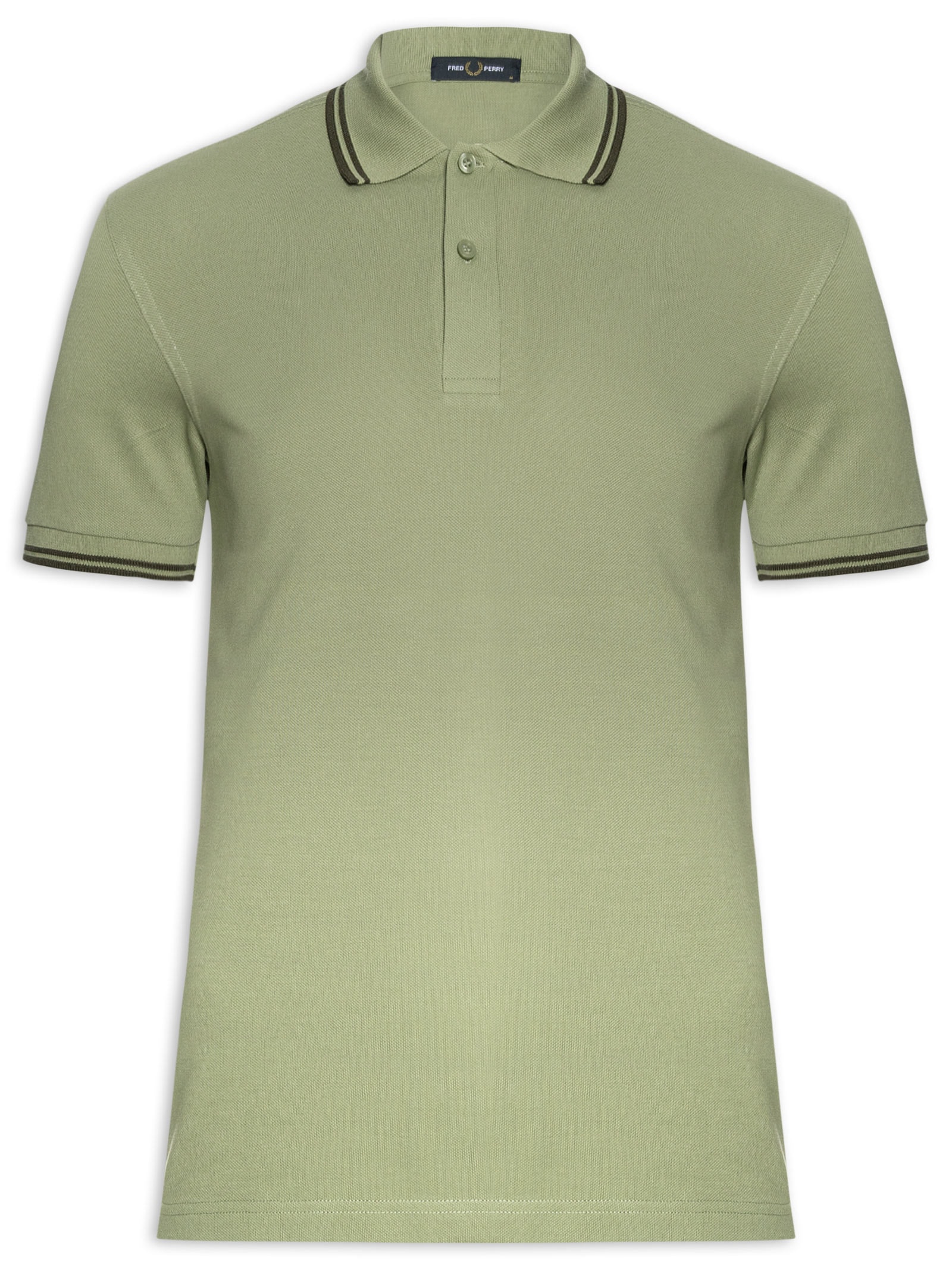 Polo Masculina Twin Tipped Regular Fit Em Piquet De Algodão Verde Fred Perry