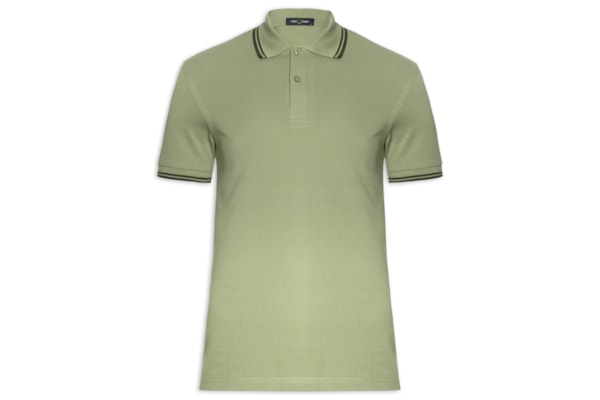 Polo Masculina Twin Tipped Regular Fit Em Piquet De Algodão - Verde