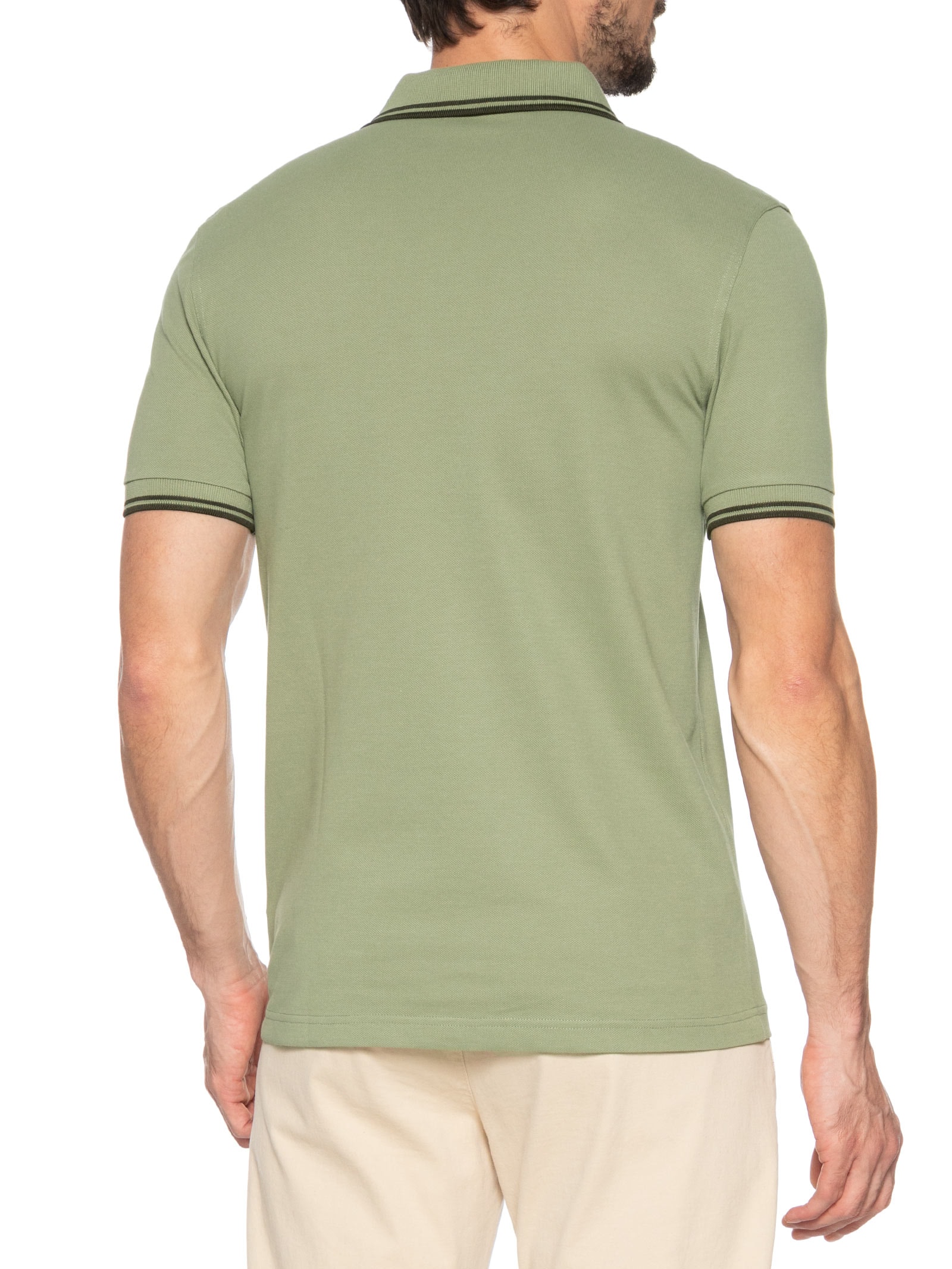 Polo Masculina Twin Tipped Regular Fit Em Piquet De Algodão Verde Fred Perry
