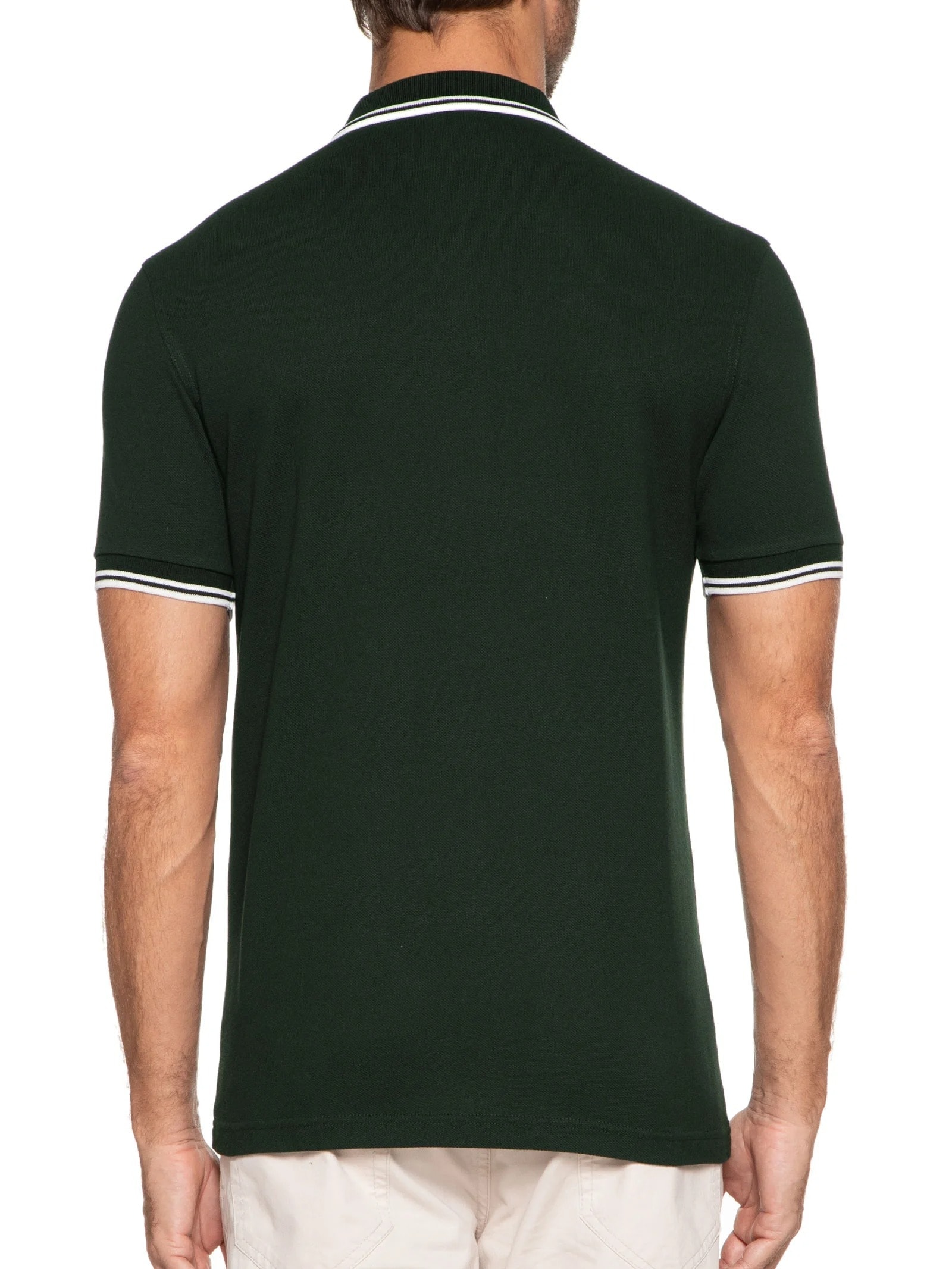 Polo Masculina Twin Tipped Regular Fit Em Piquet De Algodão Verde Fred Perry
