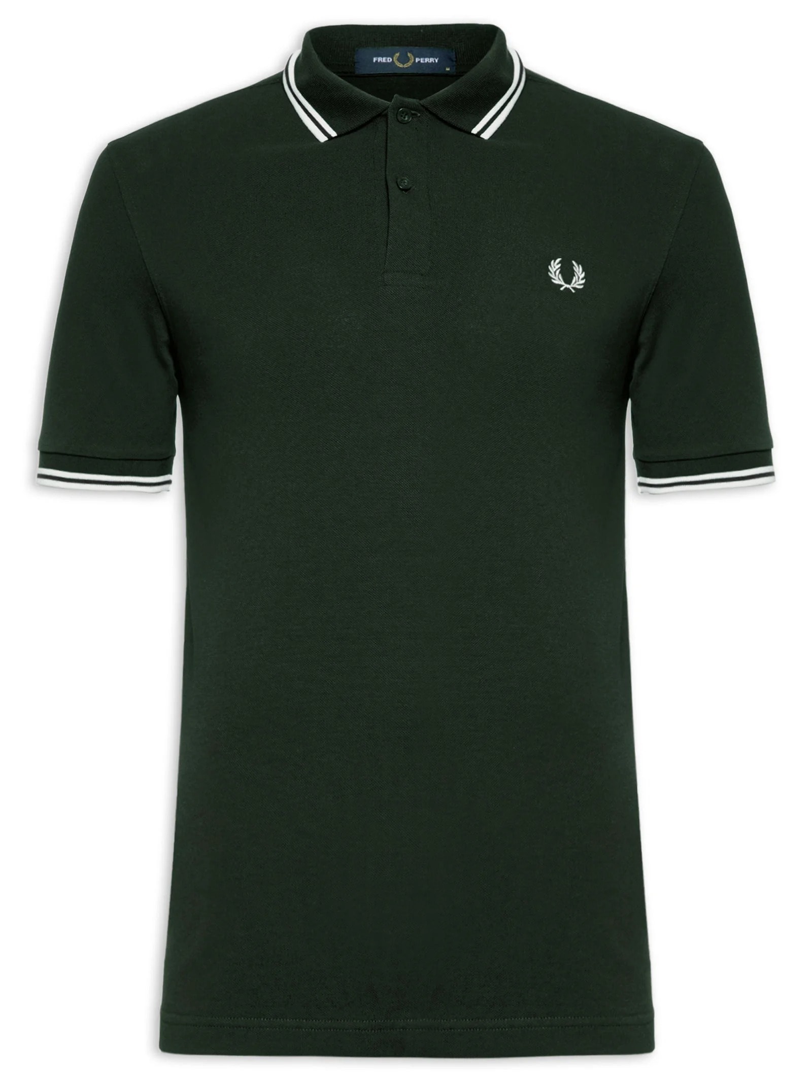 Polo Masculina Twin Tipped Regular Fit Em Piquet De Algodão Verde Fred Perry
