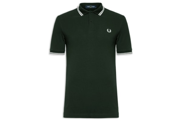 Polo Masculina Twin Tipped Regular Fit Em Piquet De Algodão - Verde