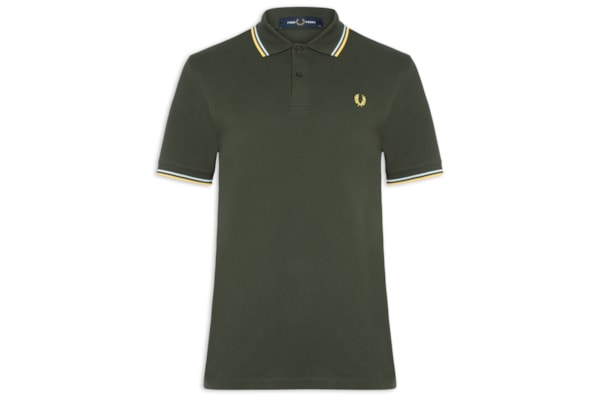 Polo Masculina Twin Tipped Regular Fit Em Piquet De Algodão - Verde