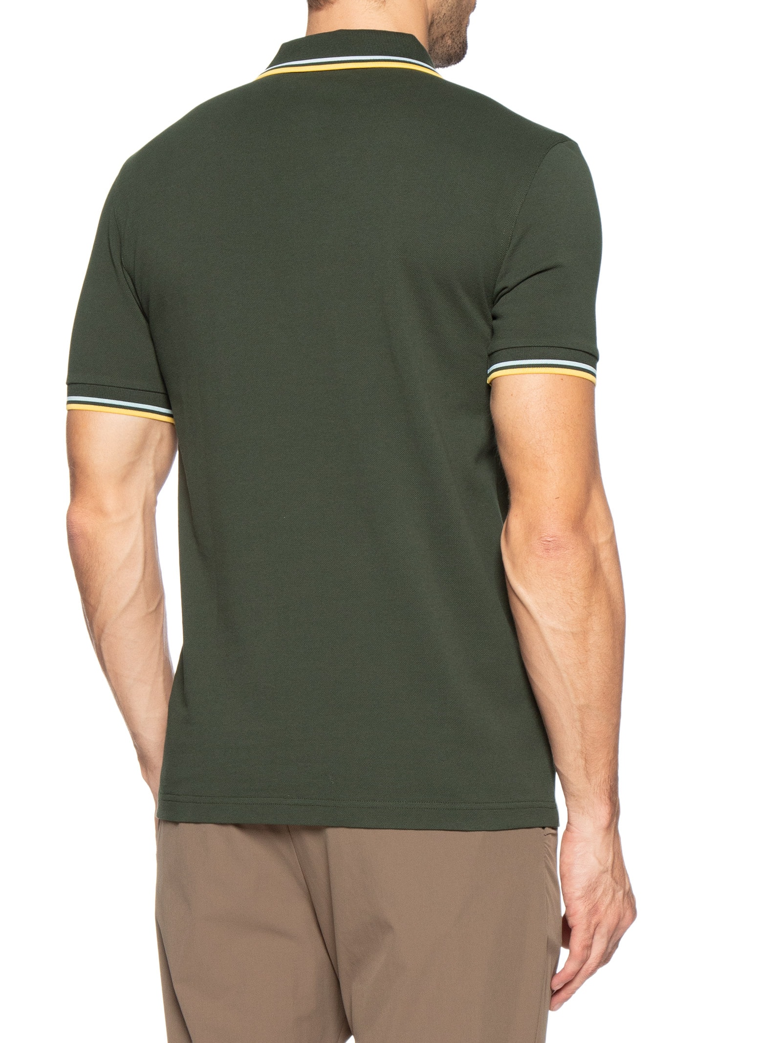 Polo Masculina Twin Tipped Regular Fit Em Piquet De Algodão Verde Fred Perry
