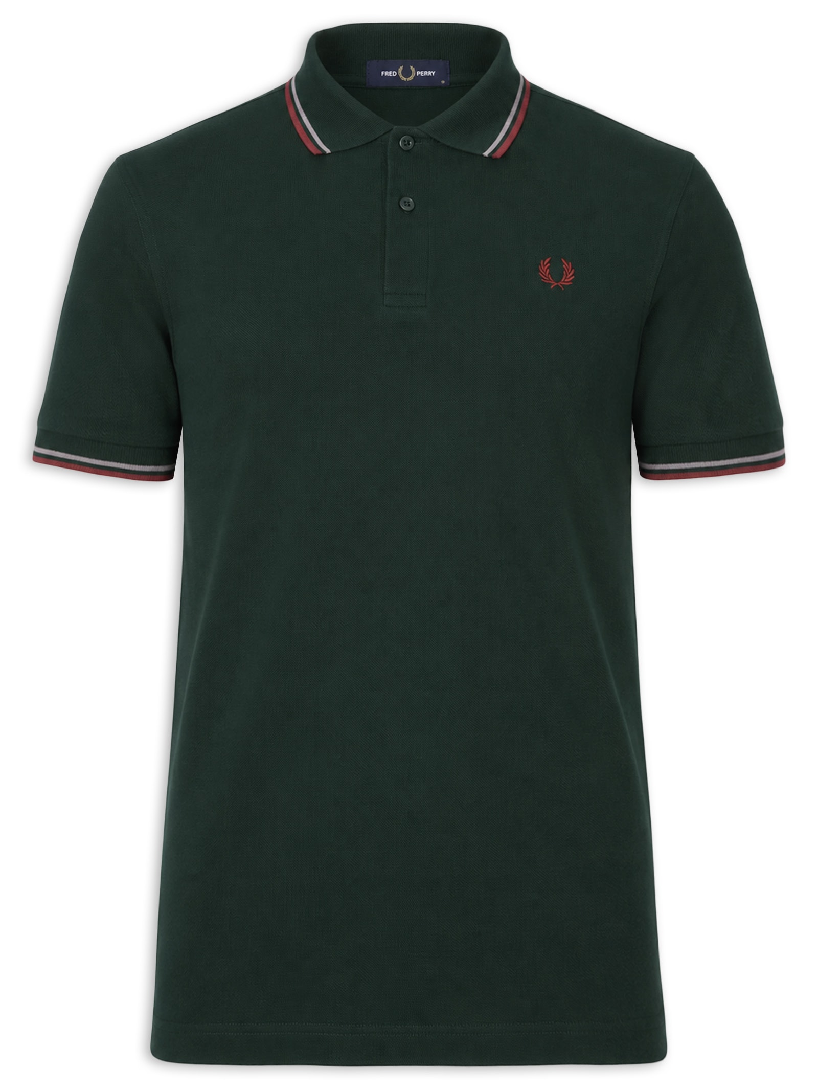 Polo Masculina Twin Tipped Regular Fit Em Piquet De Algodão Verde Fred Perry
