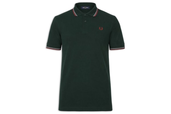 Polo Masculina Twin Tipped Regular Fit Em Piquet De Algodão - Verde