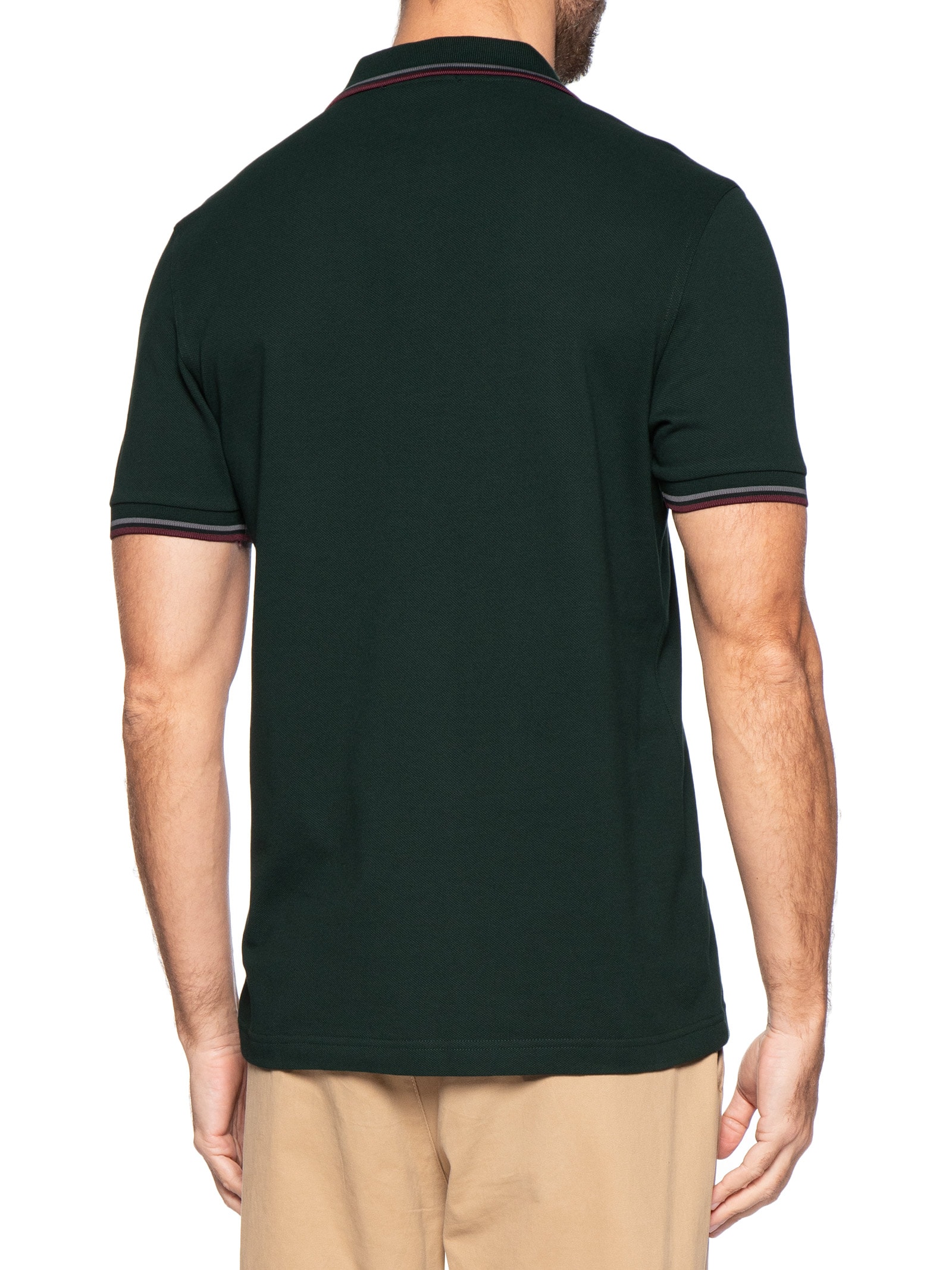 Polo Masculina Twin Tipped Regular Fit Em Piquet De Algodão Verde Fred Perry