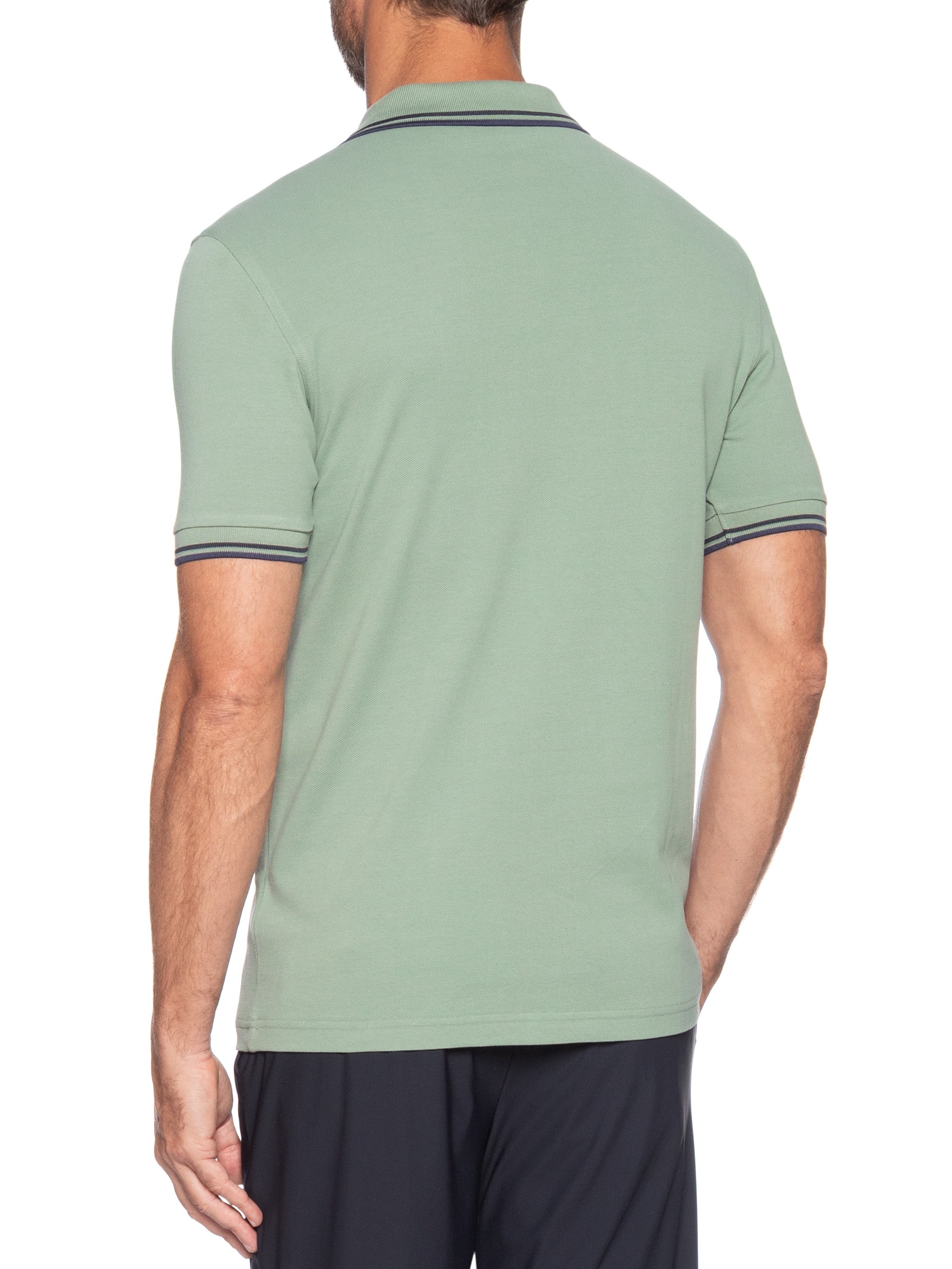 Polo Masculina Twin Tipped Regular Fit Piquet Algodão Azul Fred Perry