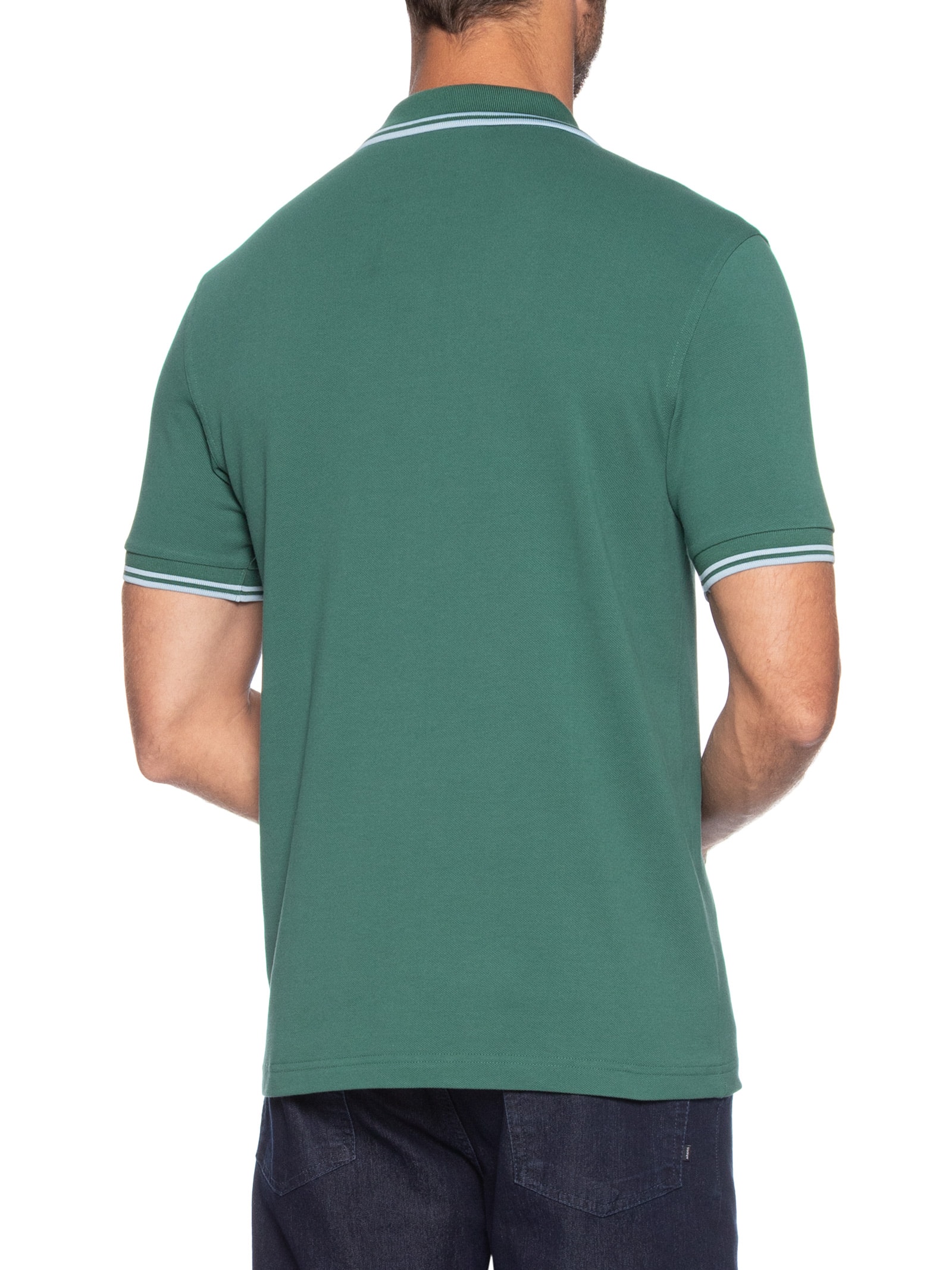 Polo Masculina Twin Tipped Regular Fit Piquet Algodão Verde Fred Perry