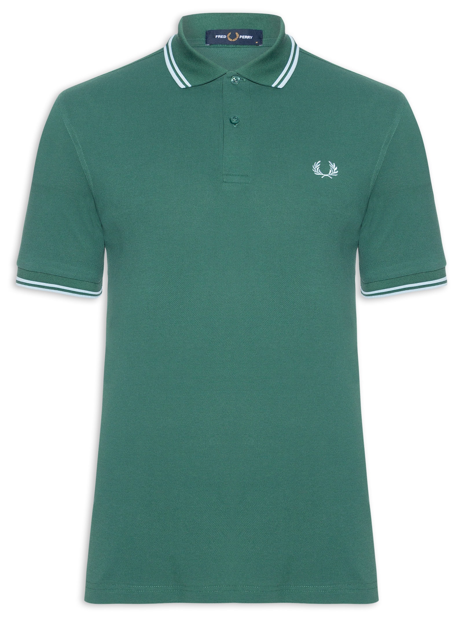 Polo Masculina Twin Tipped Regular Fit Piquet Algodão Verde Fred Perry