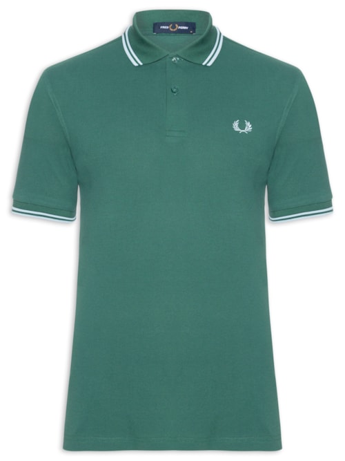 Polo Masculina Twin Tipped Regular Fit Piquet Algodão - Verde