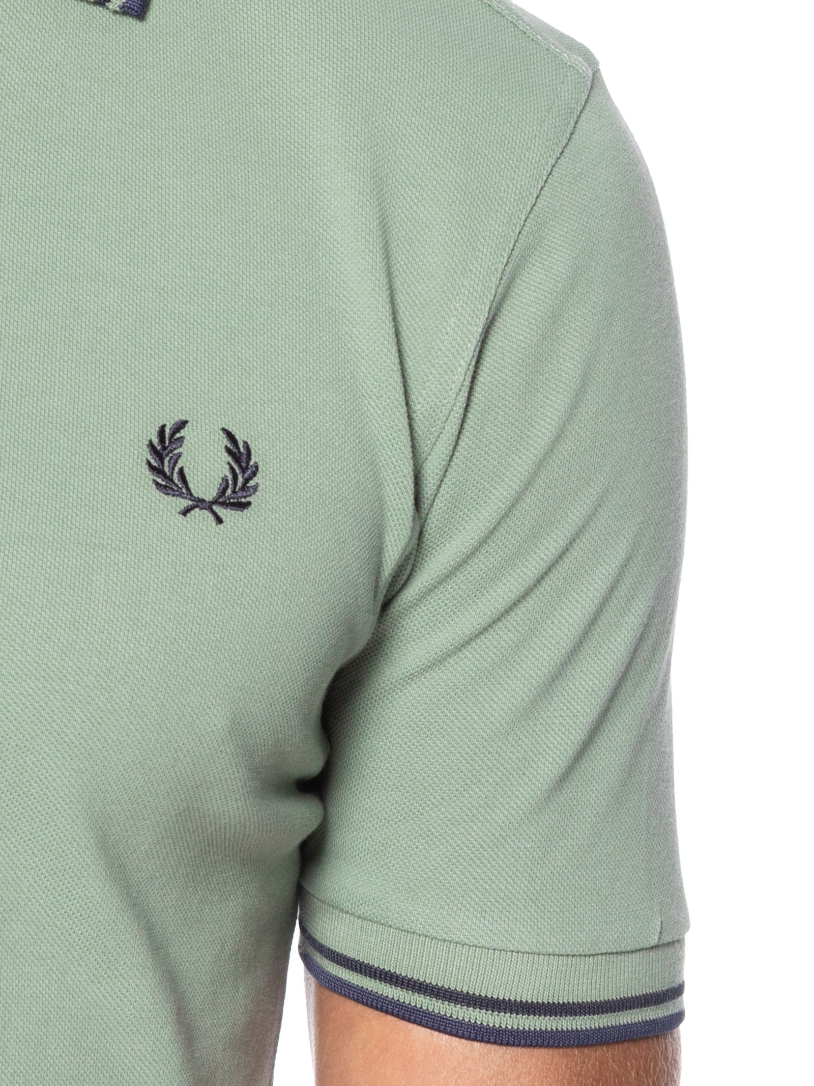 Polo Masculina Twin Tipped Regular Fit Piquet Algodão Verde Fred Perry