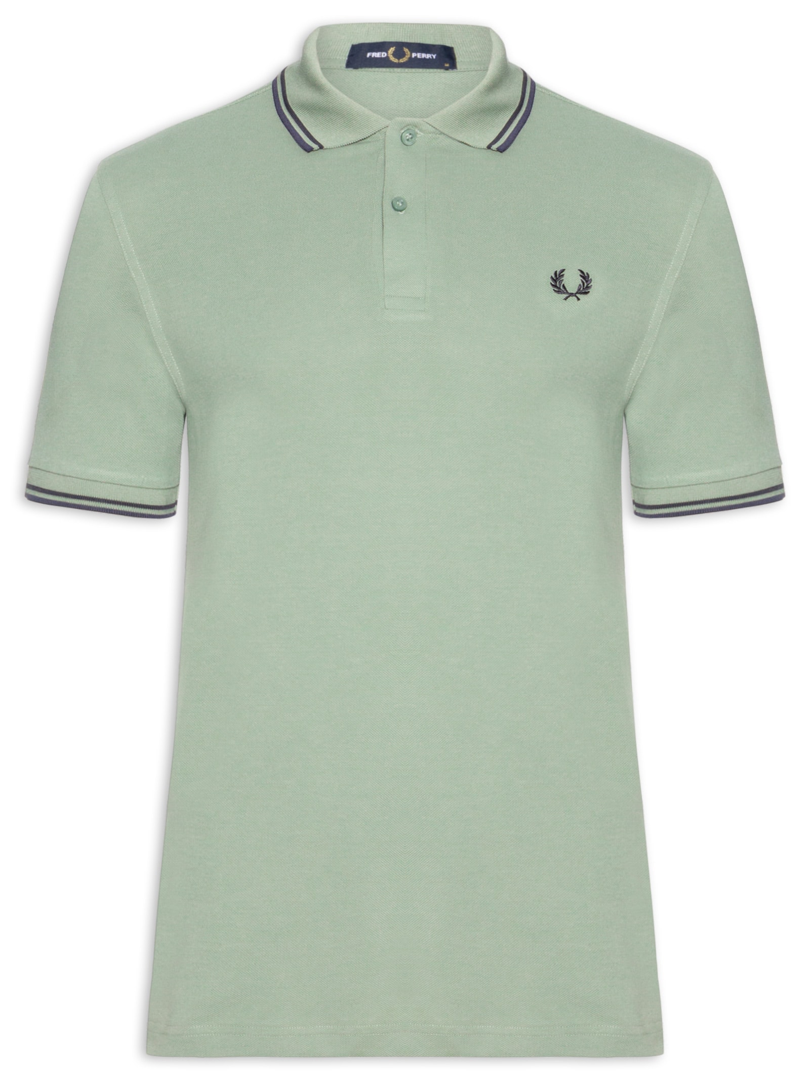 Polo Masculina Twin Tipped Regular Fit Piquet Algodão Verde Fred Perry