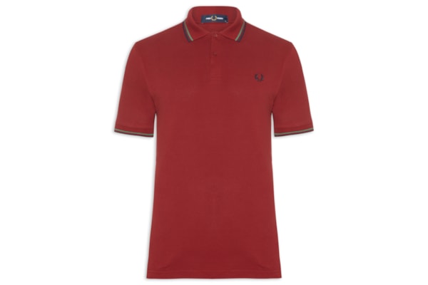 Polo Masculina Twin Tipped Regular Fit Piquet Algodão - Vermelho