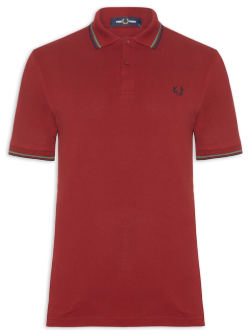 Polo Masculina Twin Tipped Regular Fit Piquet Algodão – Vermelho