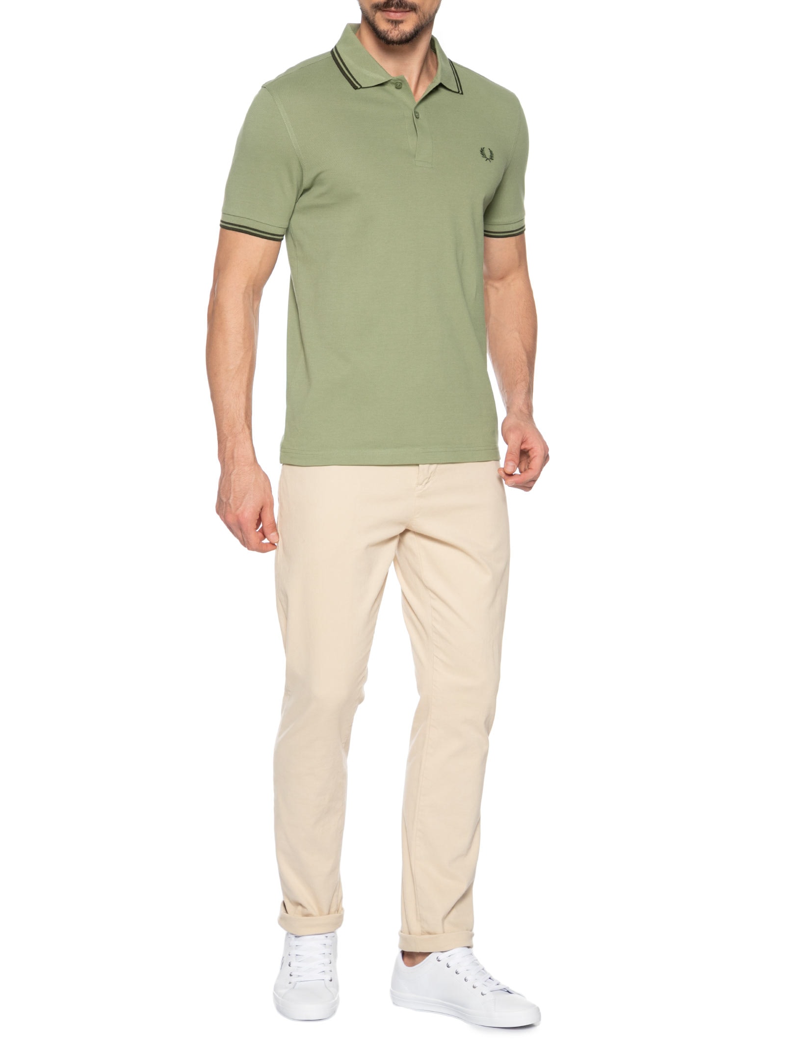 Polo Masculina Twin Tipped Verde Fred Perry