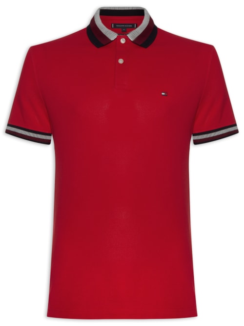 Polo Masculina Two Tone Shado Collar Regular - Vermelho