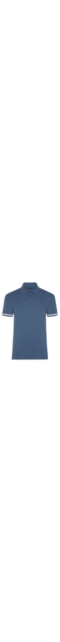 Polo Masculina Under Placket Detail Reg - Azul