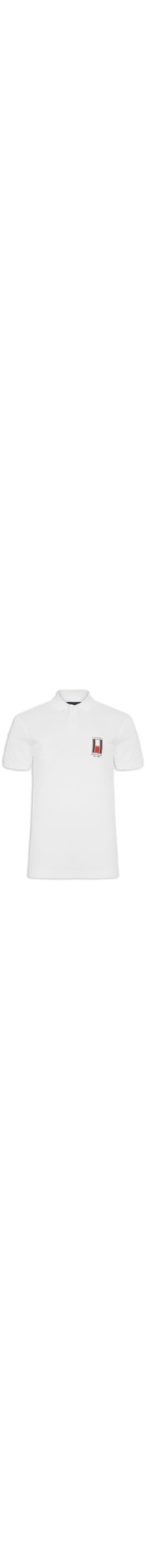 Polo Masculina Vertical Flag Regular - Branco