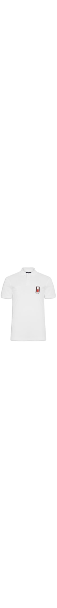 Polo Masculina Vertical Flag Regular - Branco