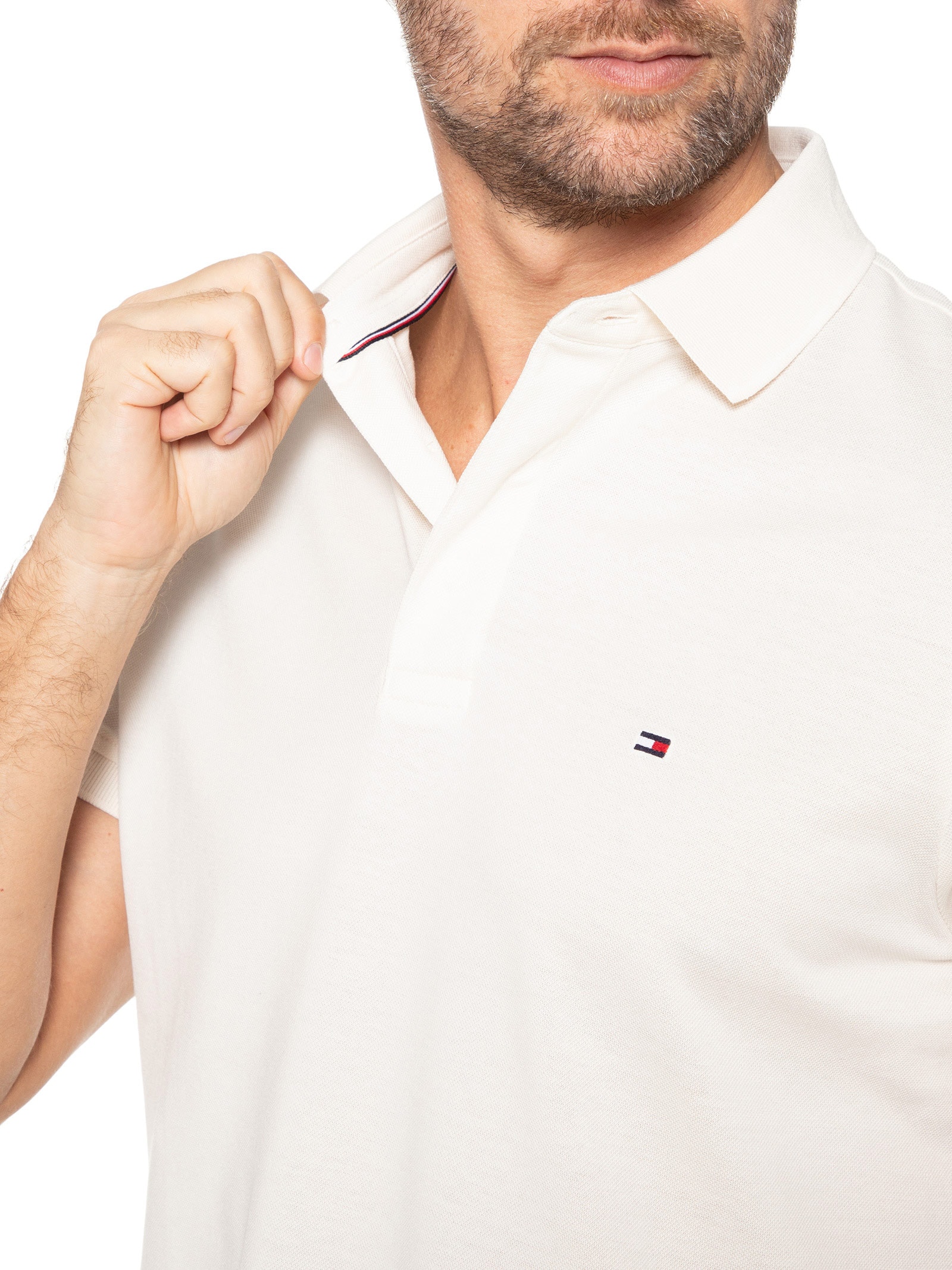 Polo Masculina Vista Coberta Regular Fit Bege Tommy Hilfiger