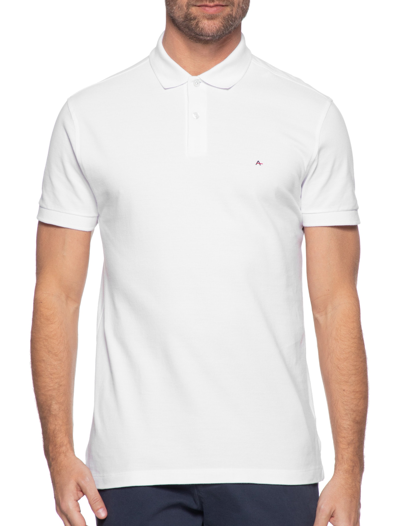 Polo Masculina Vista com Detalhe Interno Branco Aramis