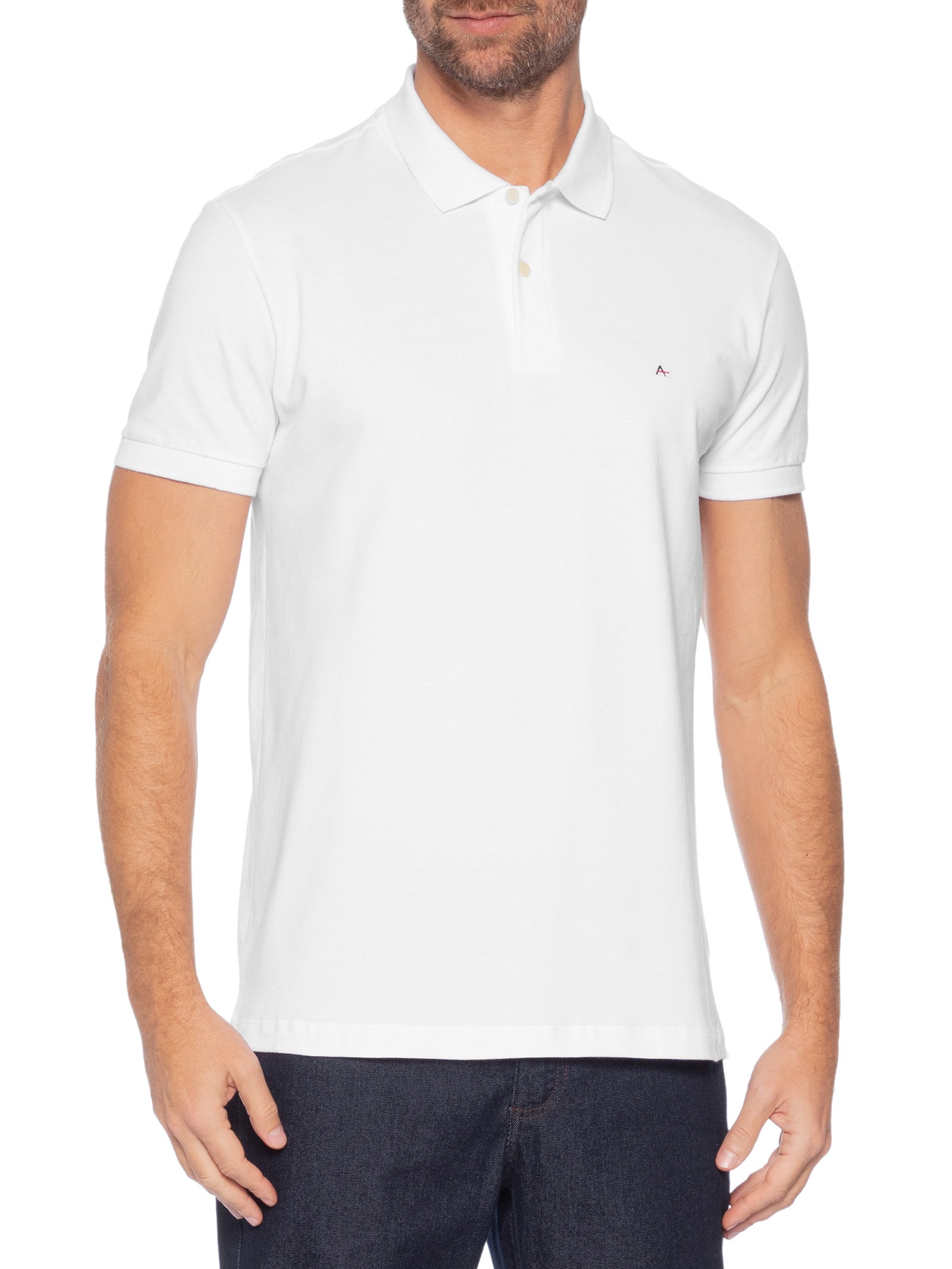 Polo Masculina Vista com Detalhe Interno Branco Aramis