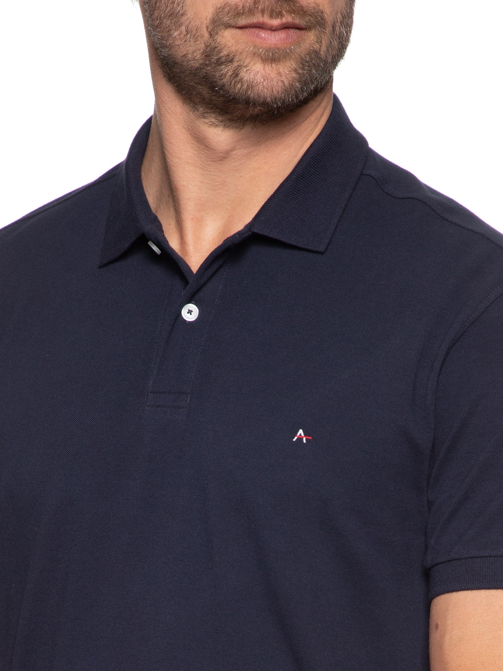 Polo Masculina Vista Detalhe Interno Azul Aramis