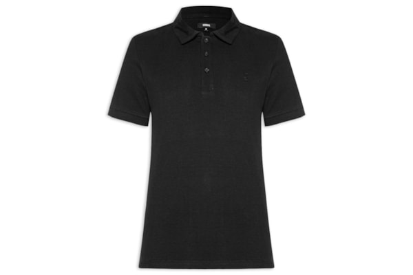 Polo Masculina Waffle Com Sarja - Preto