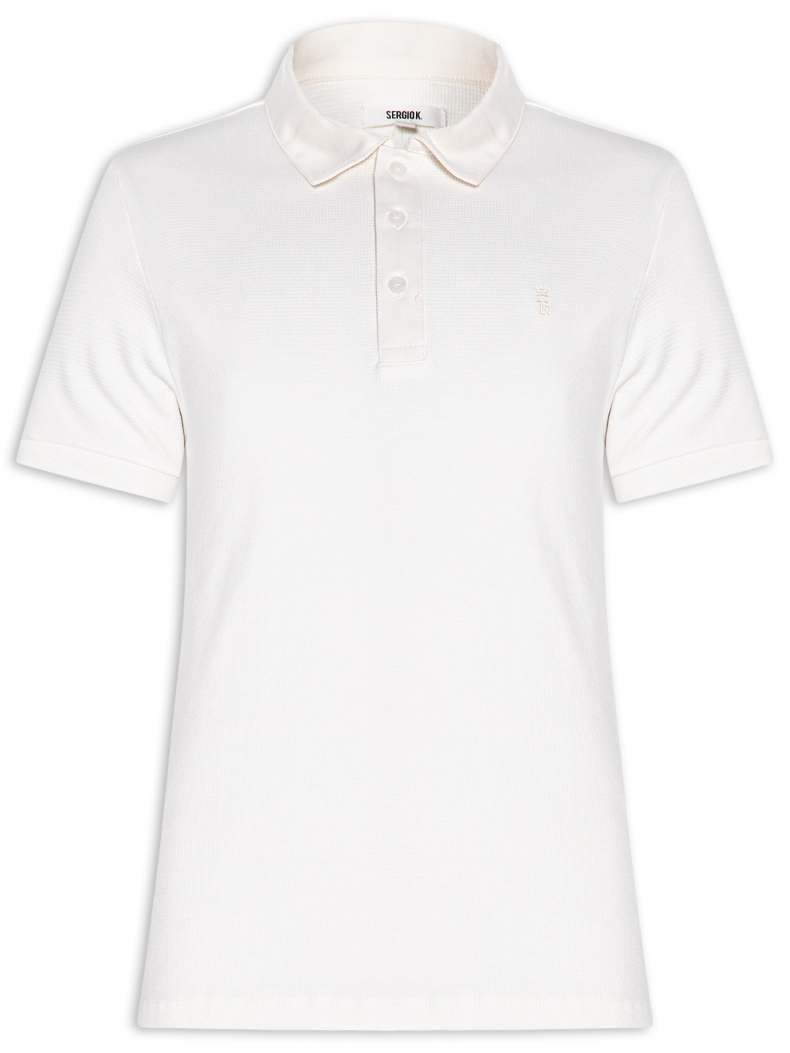 Polo Masculina Waffle com Sarja – Branco Sergio K