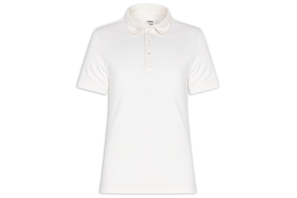 Polo Masculina Waffle com Sarja – Branco