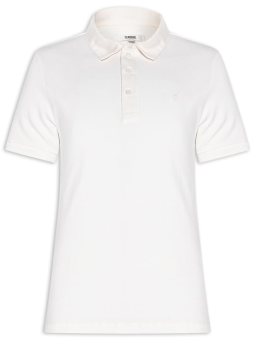 Polo Masculina Waffle com Sarja – Branco