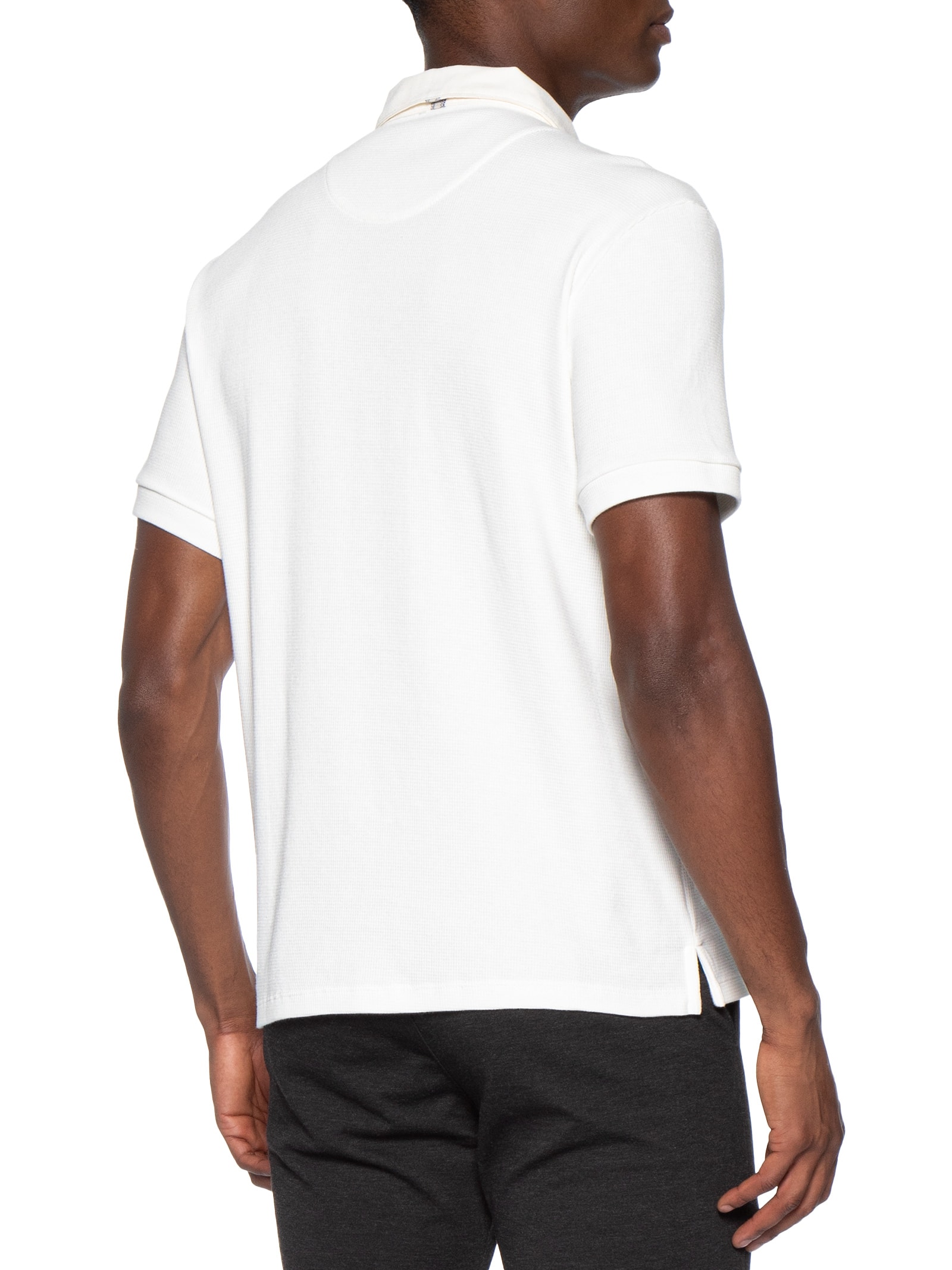 Polo Masculina Waffle com Sarja – Branco Sergio K