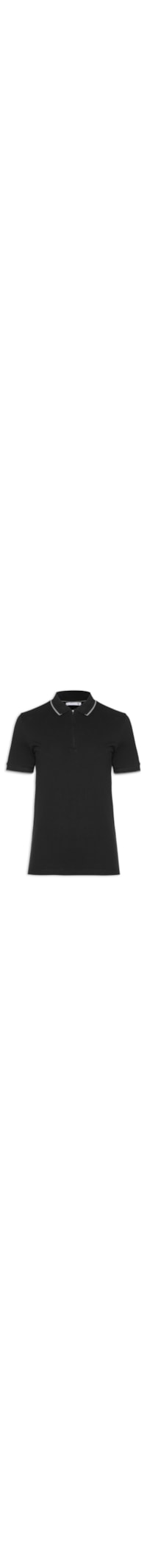 Polo Masculina Zíper Com Detalhe Em Fris - Preto