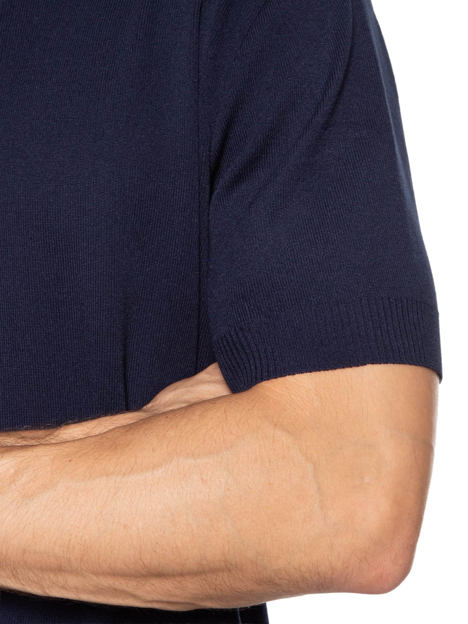Polo Masculina Zíper Em Tricot Azul '2 Essential