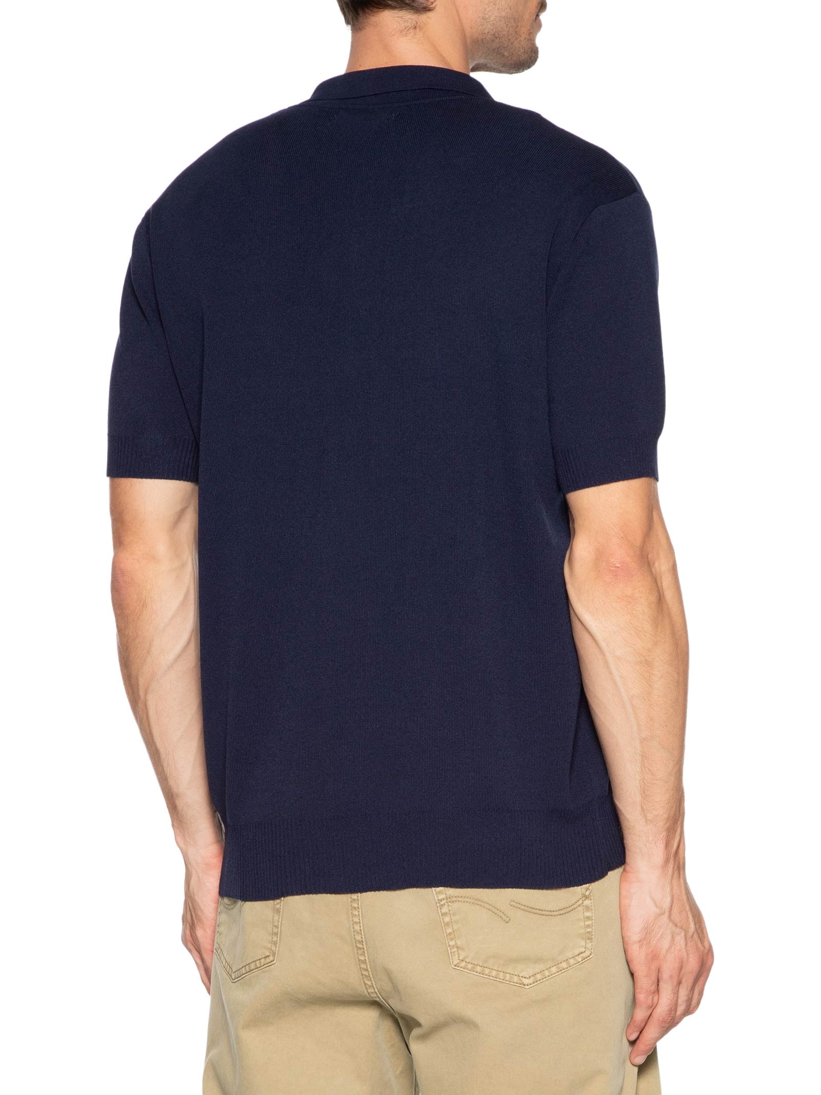 Polo Masculina Zíper Em Tricot Azul '2 Essential