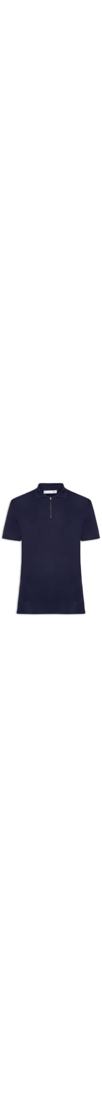 Polo Masculina Zíper Em Tricot - Azul