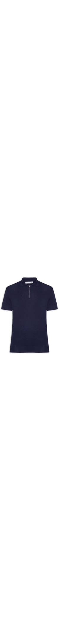 Polo Masculina Zíper Em Tricot - Azul