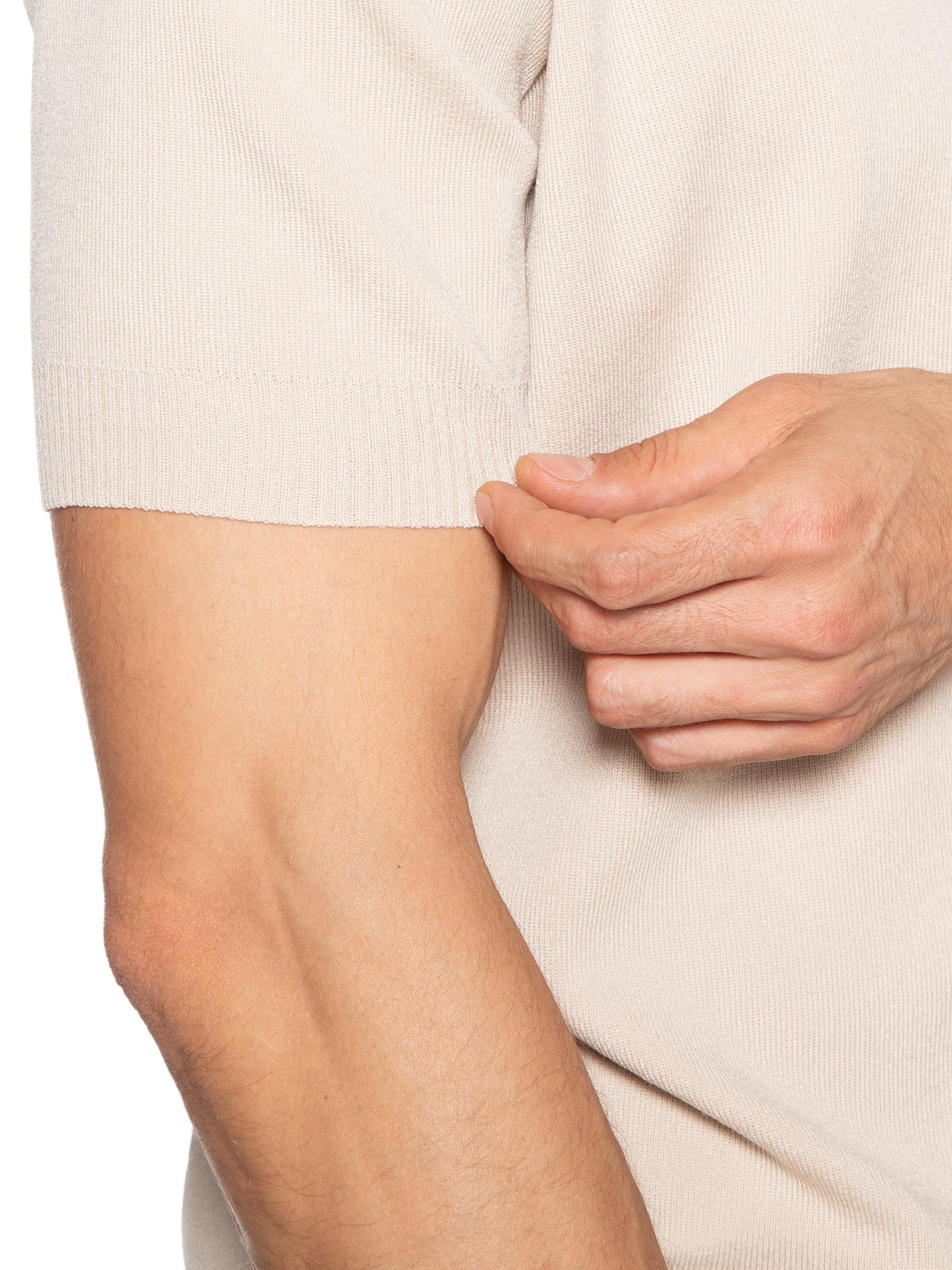 Polo Masculina Zíper Em Tricot Bege '2 Essential