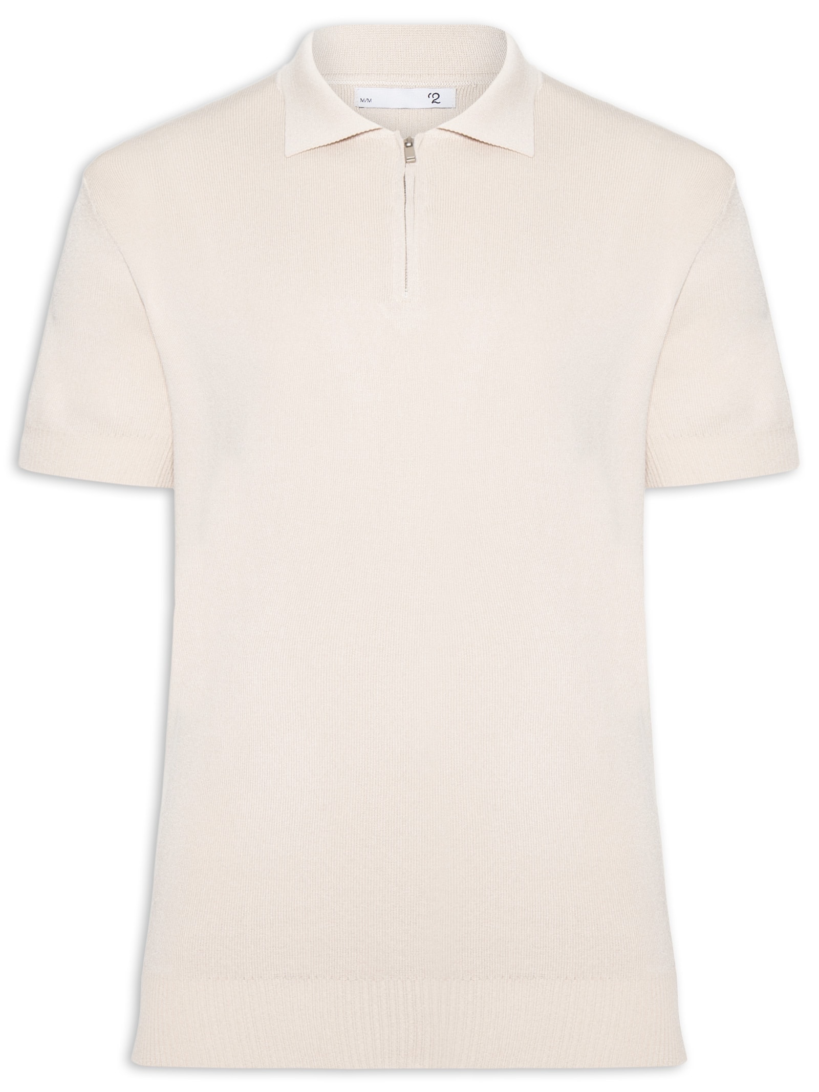 Polo Masculina Zíper Em Tricot Bege '2 Essential