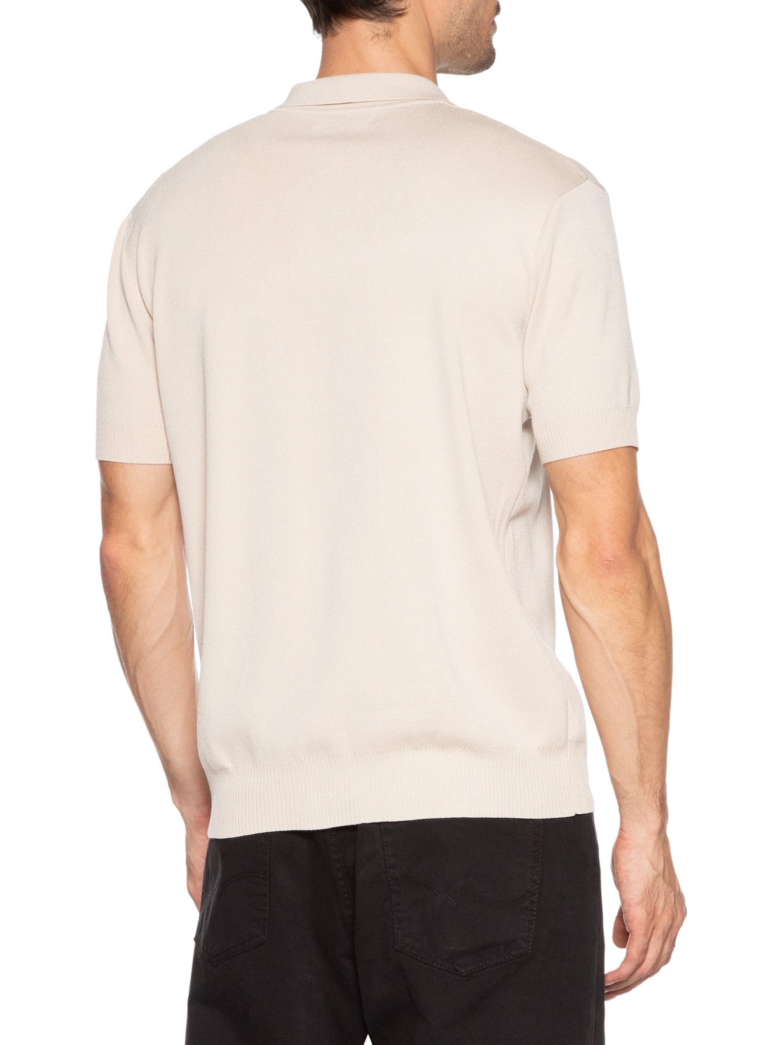 Polo Masculina Zíper Em Tricot Bege '2 Essential